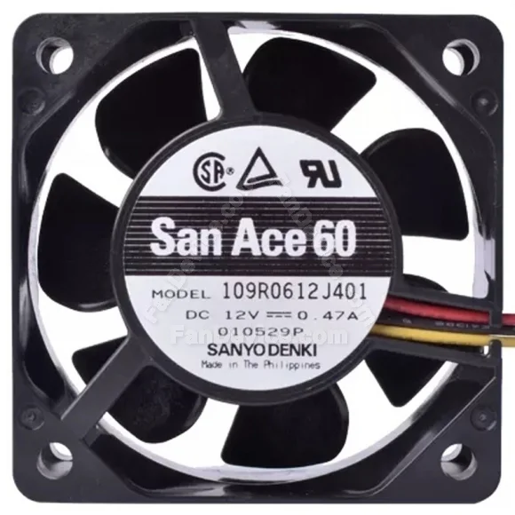 Sanyo 109R0612J401 DC 12V 0.47A 3 Wires Axial Cooling Fan