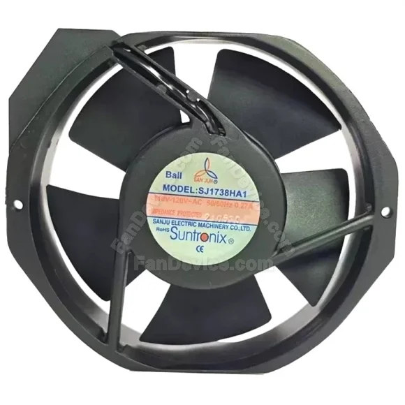SAN JUN SJ1738HA1 110V-120V 0.27A 2 Wires Impedance Protected Cooling Fan