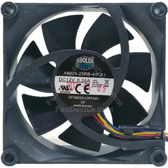 CoolerMaster A8025-25RB-4IP-F1 DF0802512RFMN 12V 0.24A 4 Wires PWM Cooling Fan