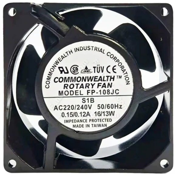 COMMONWEALTH FP-108JC S1B 220/240V 0.15/0.12A 16/13W Impedance Protected Cooling Fan