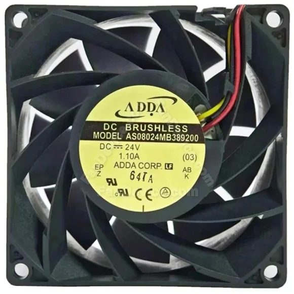 ADDA AS08024MB389200 24V 1.10A DC Brushless 3 Wires Axial Cooling Fan