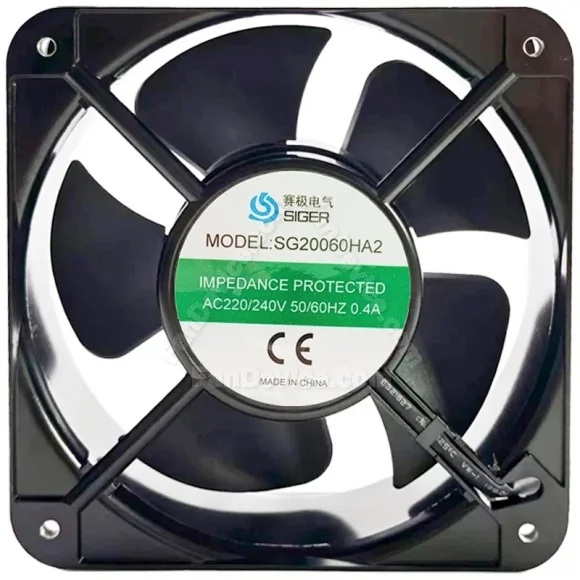 SIGER SG20060HA2 AC 220/240V 0.4A 2 Wires Axial Cooling Fan