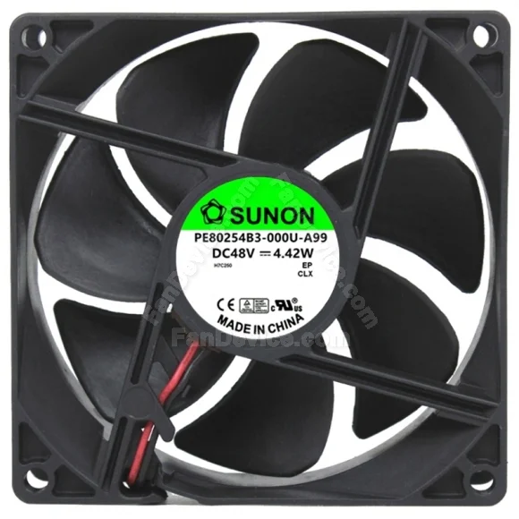 Sunon PE80254B3-000U-A99 DC 48V 4.42W 2 Wires Axial Cooling Fan