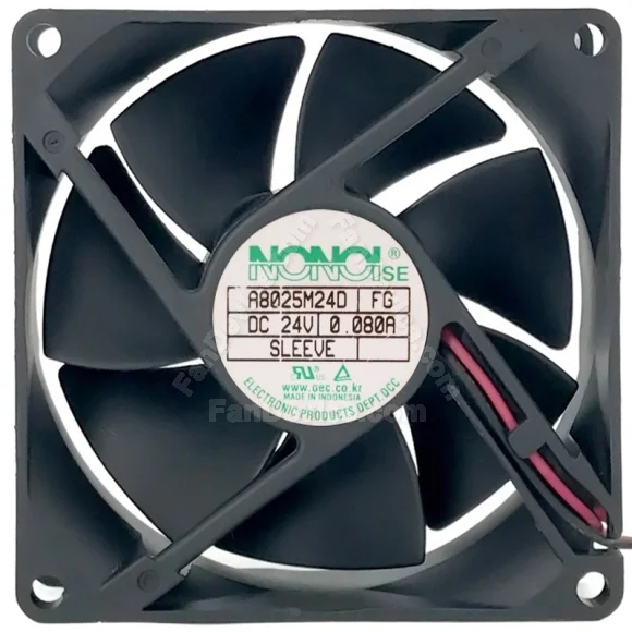 NONOIse A8025M24D FG DC 24V 0.080A 2 Wires Sleeve Bearing Cooling Fan
