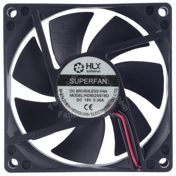 HLX HD8025S18D 18V 0.30A 2 Wires DC Brushless Axial Cooling Fan