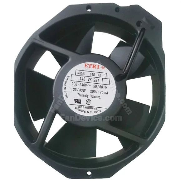 ETRI 148VK281 208-240V 200/170mA 35/33W Thermally Protected Cooling Fan