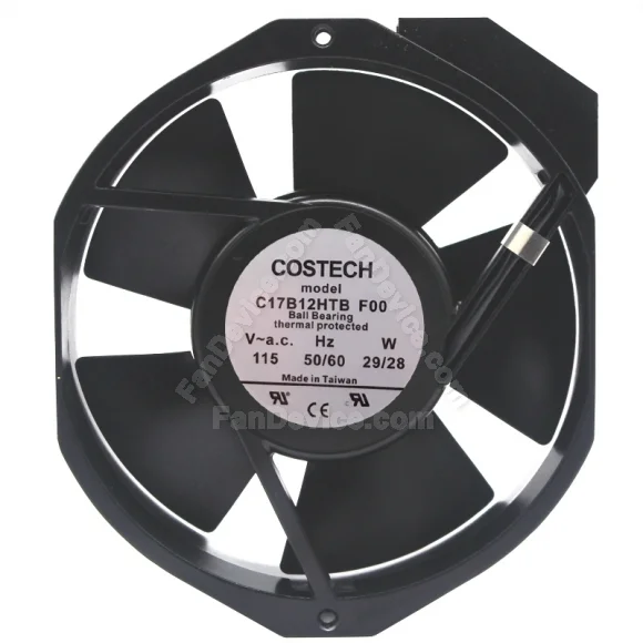 Costech C17B12HTB F00 115V 29/28W Ball Bearing Thermal Protected Cooling Fan