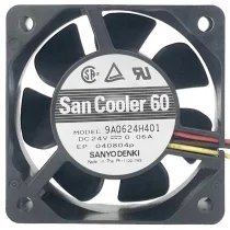 Sanyo 9A0624H401 DC 24V 0.06A 3 Wires Axial Cooling Fan