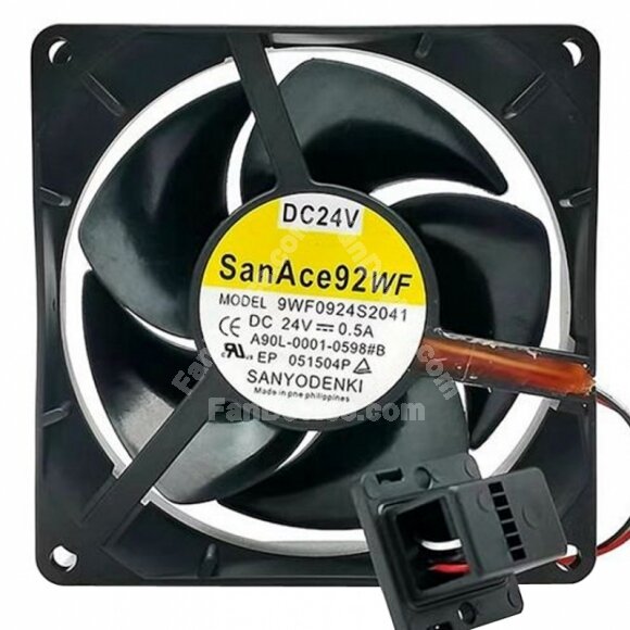 Sanyo Denki 9WF0924S2041 A90L-0001-0598#B DC 24V 0.5A 3 Wires Axial Cooling Fan
