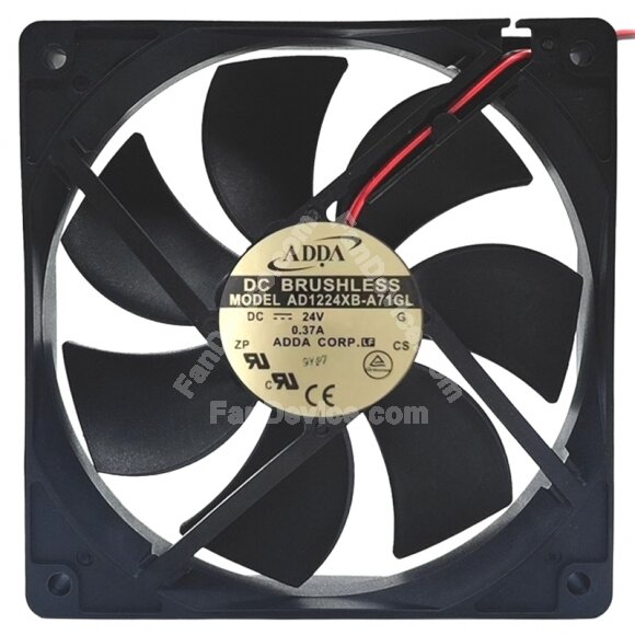 ADDA AD1224XB-A71GL DC 24V 0.37A 2 Wires Brushless Axial Cooling Fan