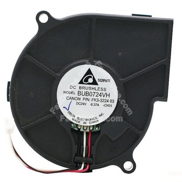 Delta BUB0724VH DC 24V 0.37A 3 Wires Brushless Blower Cooling Fan
