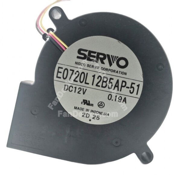 Servo E0720L12B5AP-51 DC 12V 0.19A 3 Wires Blower Cooling Fan