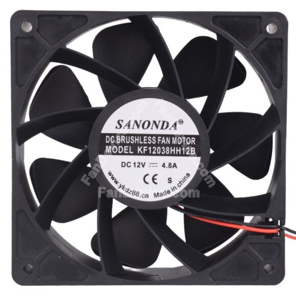 SANONDA KF12038HH12B DC 12V 4.8A 2 Wires Brushless Axial Cooling Fan