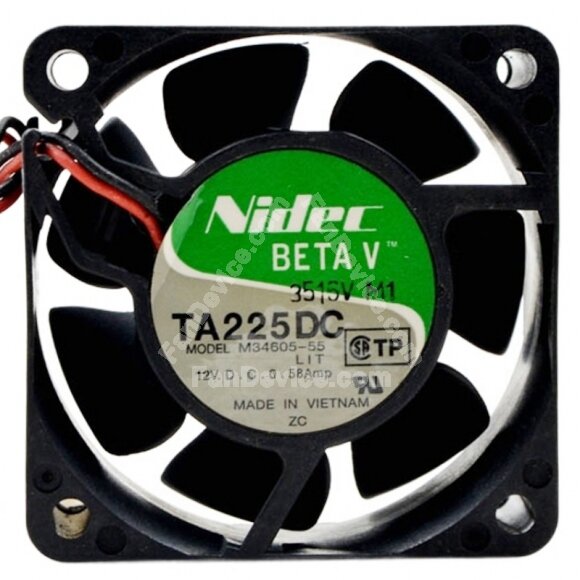 Nidec TA225DC M34605-55 DC 12V 0.58Amp 2 Wires Axial Cooling Fan