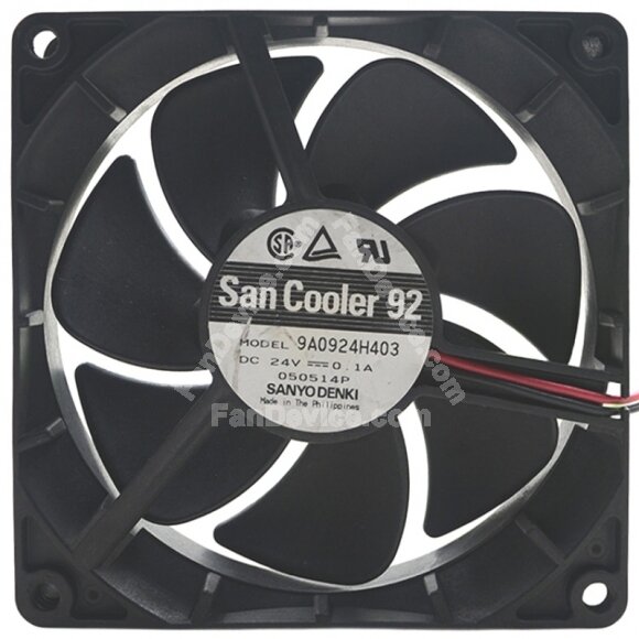 Sanyo Denki 9A0924H403 DC 24V 0.1A 2 Wires / 3 Wires Axial Cooling Fan