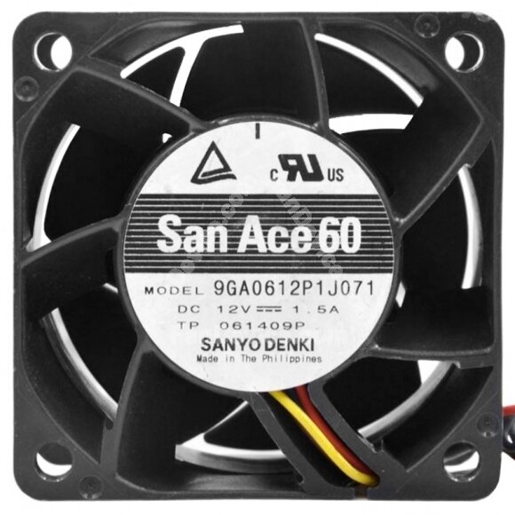 Sanyo Denki 9GA0612P1J071 DC 12V 1.5A 4 Wires Axial Cooling Fan