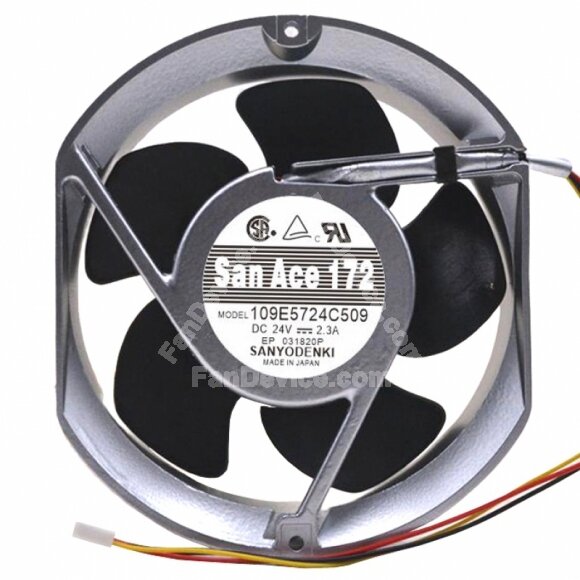 Sanyo Denki 109E5724C509 DC 24V 2.3A 3 Wires Axial Cooling Fan