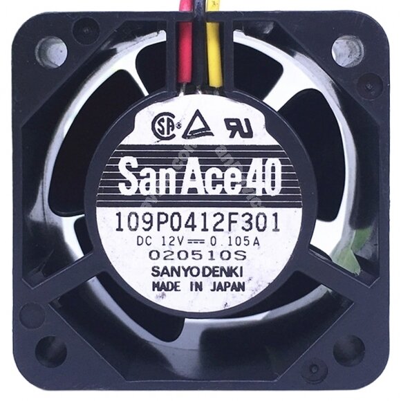Sanyo Denki 109P0412F301 DC 12V 0.105A 3 Wires Axial Cooling Fan