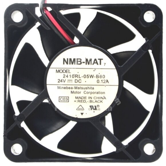 NMB-MAT 2410RL-05W-B60 DC 24V 0.12A 2 Wires Axial Cooling Fan
