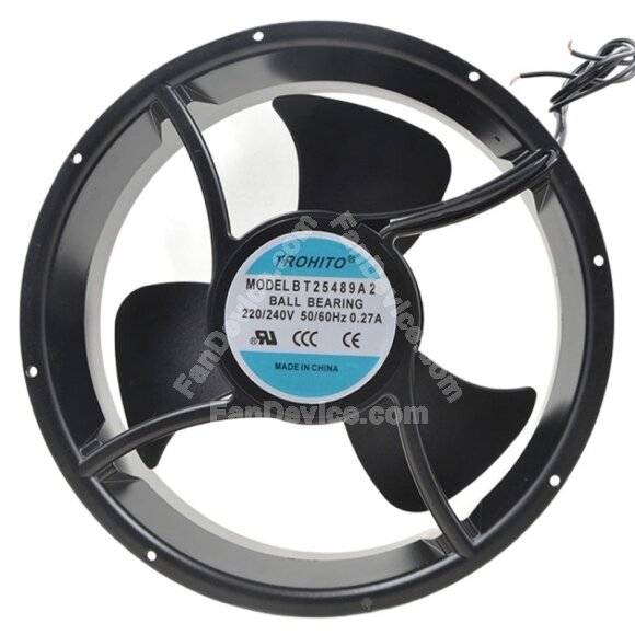 TROHITO BT25489A2 AC 220/240V 0.27A 2 Wires Ball Bearing Axial Cooling Fan