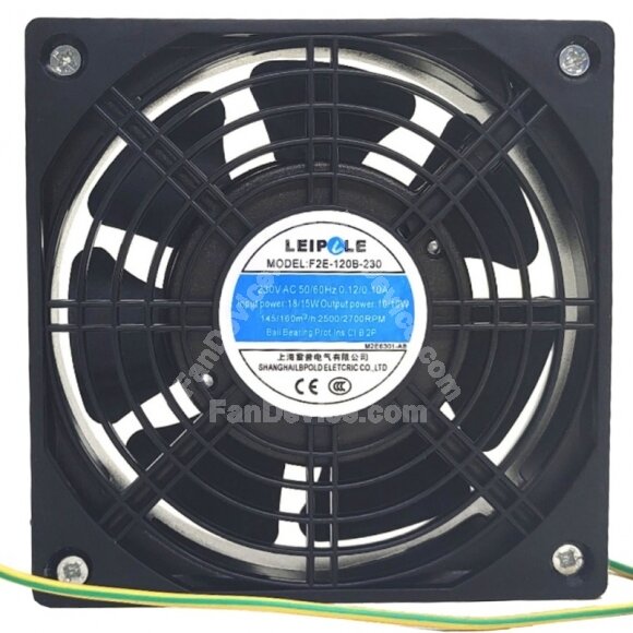 LEIPOLE F2E-120B-230 AC 230V 0.12/0.10A 18/15W 2 Wires Axial Cooling Fan
