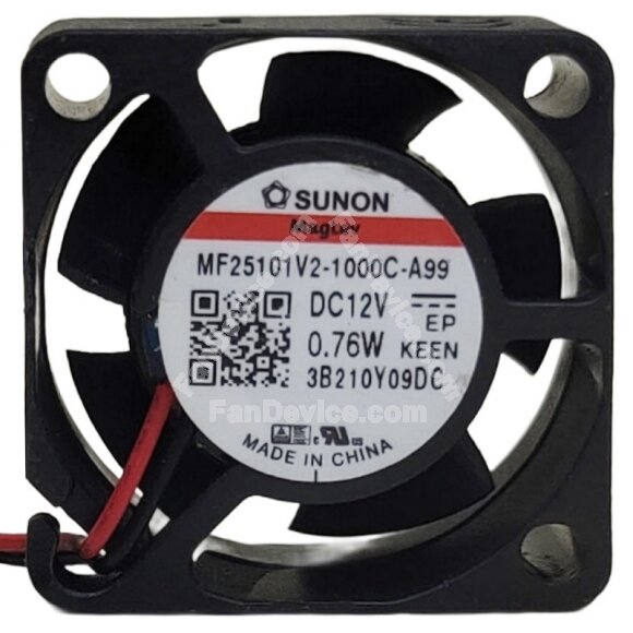 Sunon Maglev MF25101V2-1000C-A99 DC 12V 0.76W 2 Wires Axial Cooling Fan