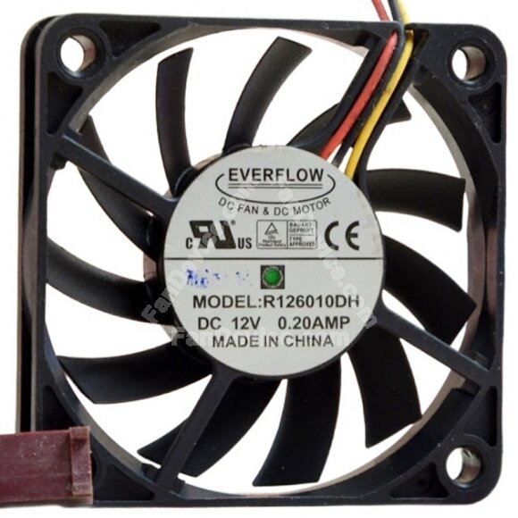 EVERFLOW R126010DH DC 12V 0.20AMP 2 Wires / 3 Wires Axial Cooling Fan