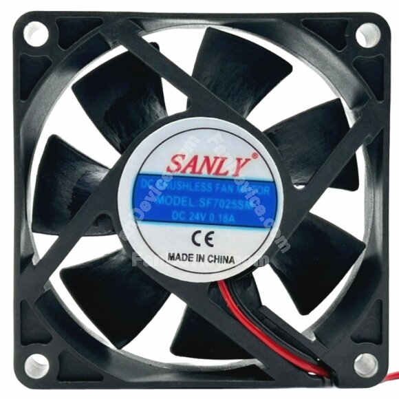 SANLY SF7025SM 24V 0.18A 2 Wires DC Brushless Axial Cooling Fan