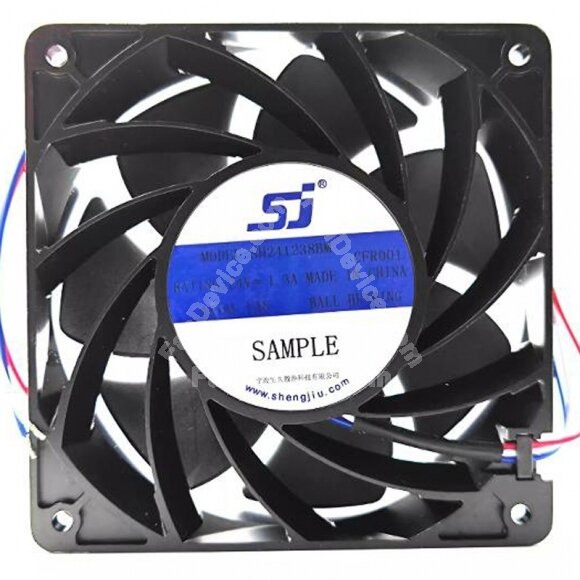 SJ SH241238BM DC 24V 1.3A 3 Wires Ball Bearing Axial Cooling Fan