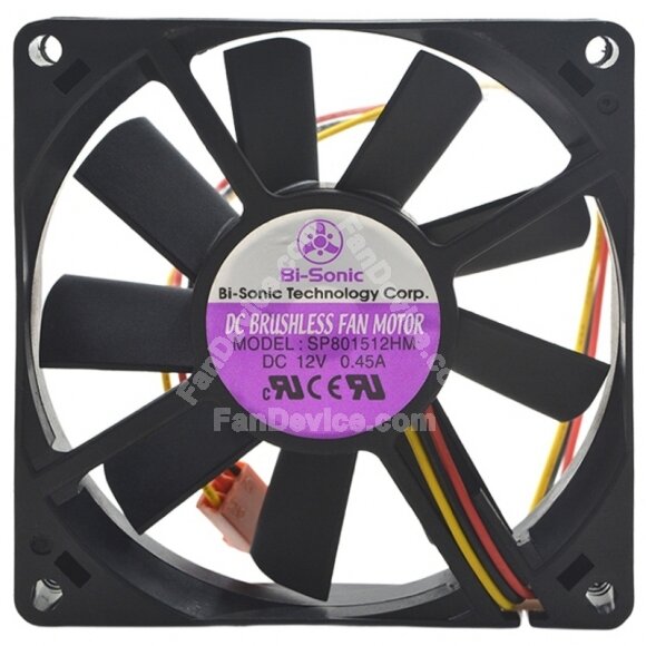 Bi-Sonic SP801512HM 12V 0.45A 3 Wires DC Brushless Axial Cooling Fan