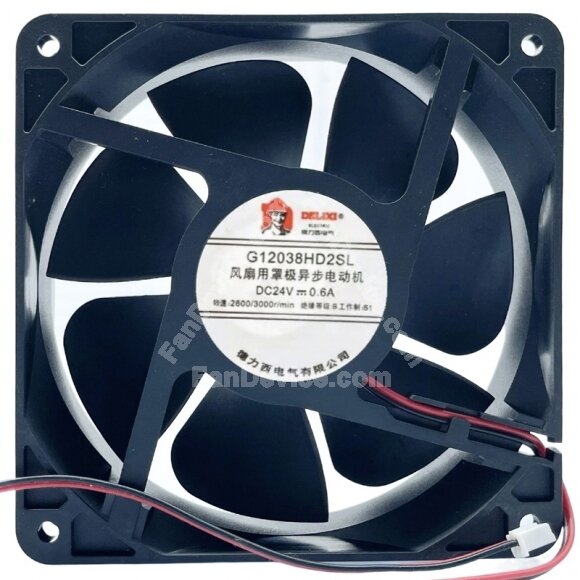 DELIXI G12038HD2SL DC 24V 0.6A 2 Wires Axial Cooling Fan
