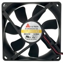 Y.S.TECH FD248025MB 24V 0.08A 2 Wires DC Brushless Axial Cooling Fan