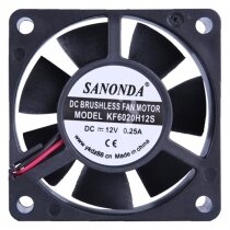 SANONDA KF6020H12S DC 12V 0.25A 2 Wires Axial Cooling Fan