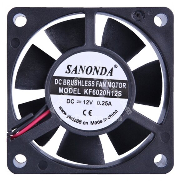 SANONDA KF6020H12S DC 12V 0.25A 2 Wires Axial Cooling Fan