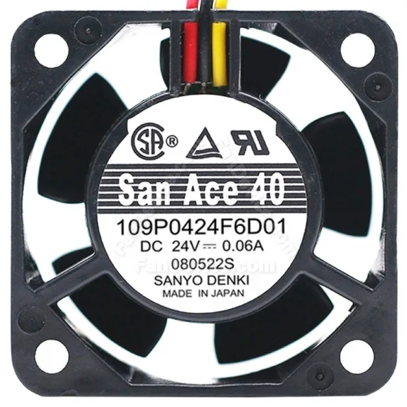 Sanyo 109P0424F6D01 DC 24V 0.06A 3 Wires Axial Cooling Fan