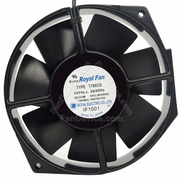 Royal Fan T795CG 220V 36/31W Ball Bearing Thermal Protected Cooling Fan