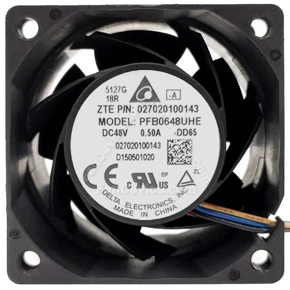 Delta PFB0648UHE 48V 0.50A 4 Wires DC Brushless PWM Axial Cooling Fan