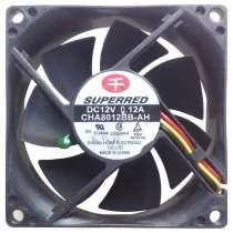 SuperRed CHA8012BB-AH DC 12V 0.12A 3 Wires Axial Cooling Fan