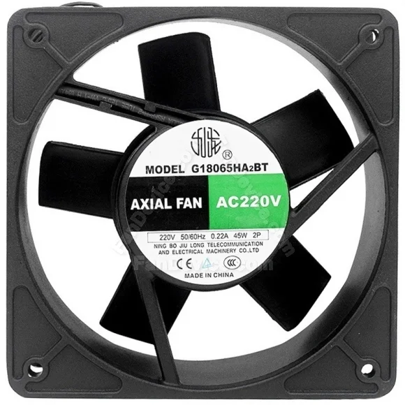 JIU LONG G18065HA2BT AC 220V 0.22A 45W 2 Wires Axial Cooling Fan