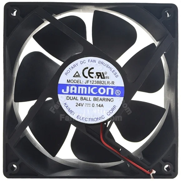 JAMICON JF1238B2LR-R 24V 0.14A Dual Ball Bearing 2 Wires Cooling Fan