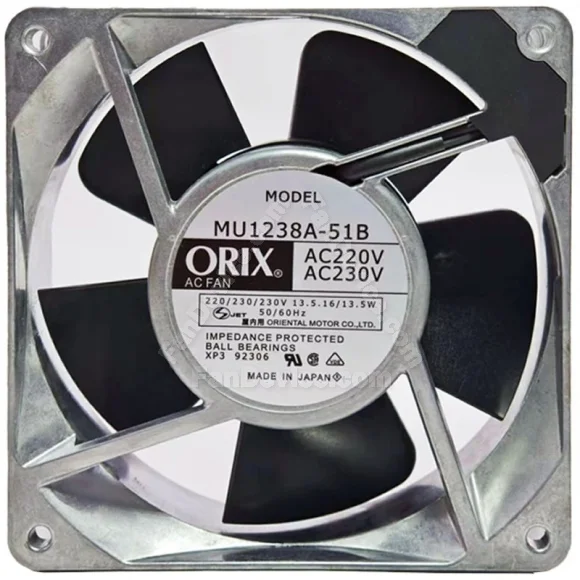 ORIX MU1238A-51B 220V/230V 13.5W Impedance Protected Ball Bearing Cooling Fan