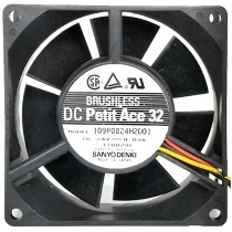 Sanyo 109P0824H2D01 24V 0.09A DC Brushless 3 Wires Axial Cooling Fan