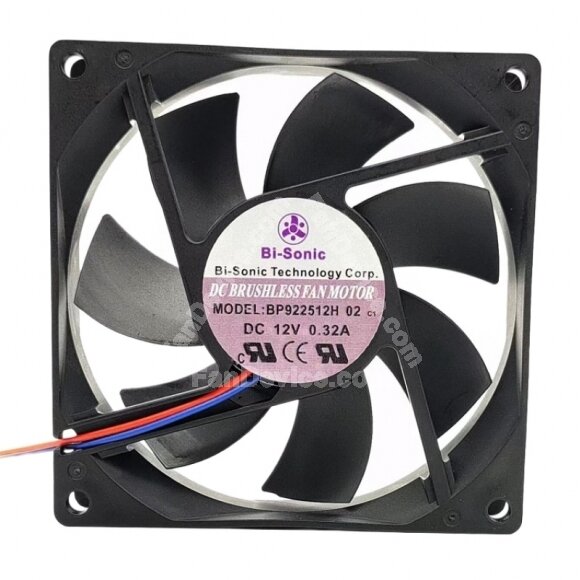 Bi-Sonic BP922512H DC 12V 0.32A 2 Wires Axial Cooling Fan