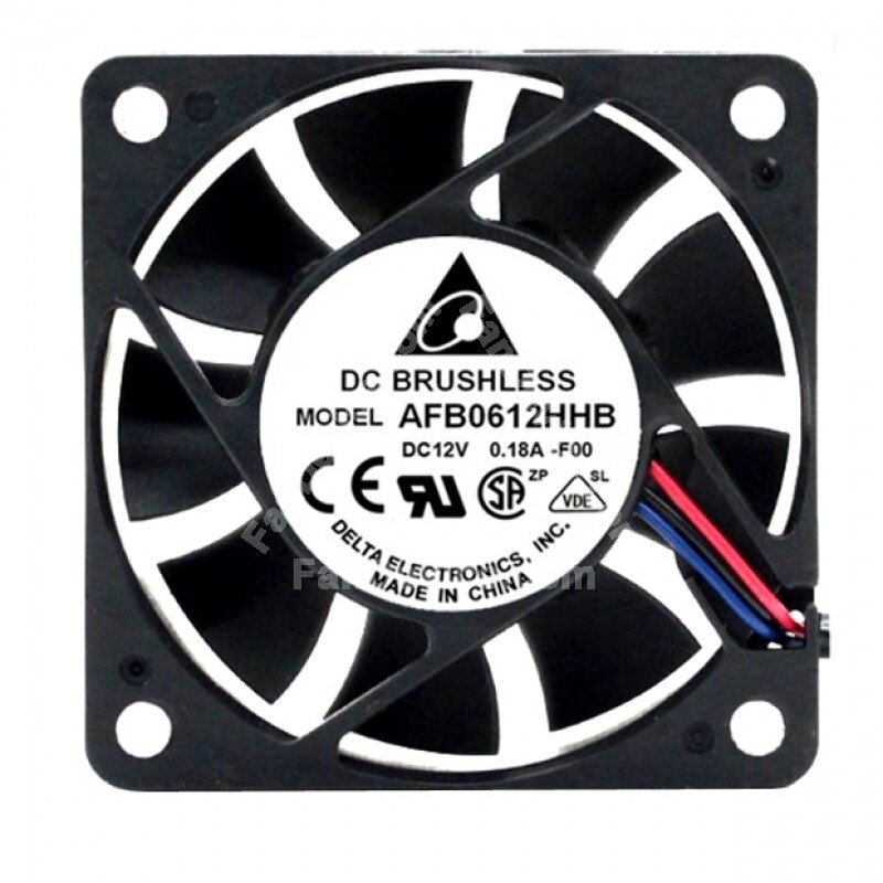 Delta AFB0612HHC High Speed 60mm CPU Cooling Fan With 3-Pin Connector, 4800 RPM Ball Bearing