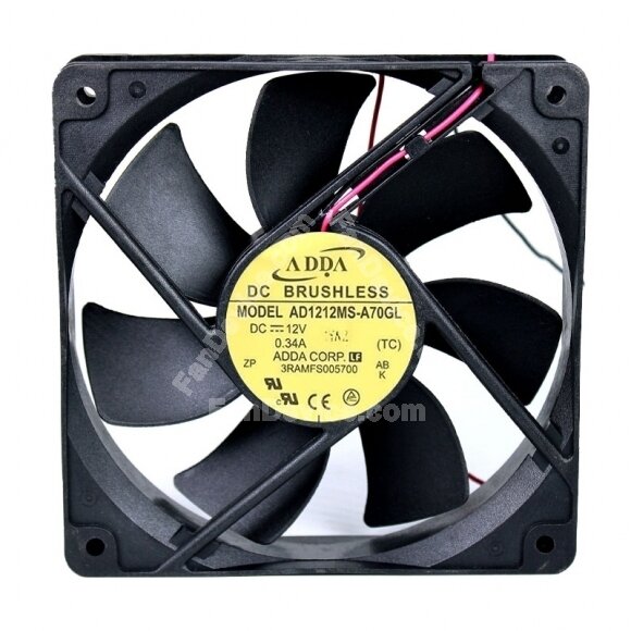 ADDA AD1212MS-A70GL DC 12V 0.34A 2 Wires / 3 Wires / 4 Wires Axial Cooling Fan