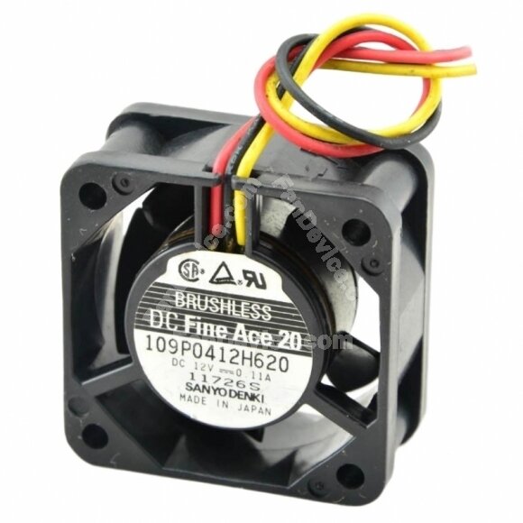 Sanyo Denki 109P0412H620 DC 12V 0.09A 3 Wires Axial Cooling Fan