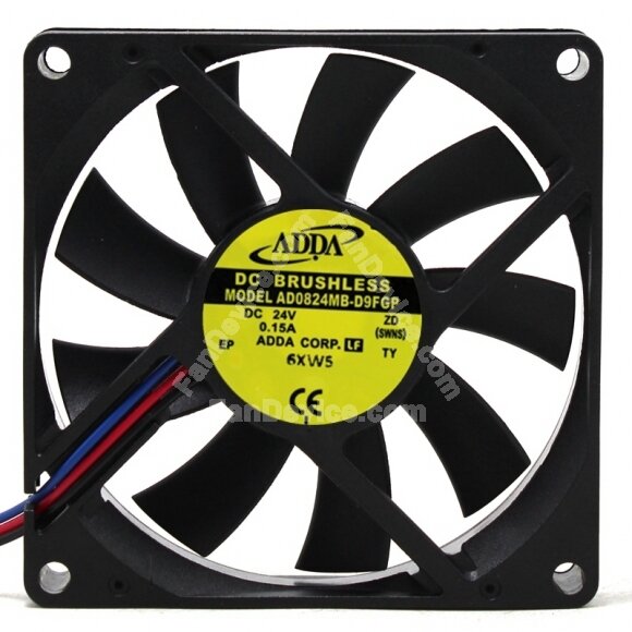ADDA AD0824MB-D9FGP DC 24V 0.15A 2 Wires / 3 Wires / 4 Wires Axial Cooling Fan