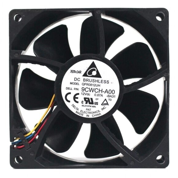 Delta QFR0812UH DC 12V 0.87A 2 Wires / 3 Wires / 4 Wires Axial Cooling Fan