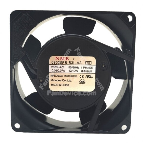 NMB 09025PB-B3L-AA AC 230V 0.06/0.07A 12/10W Impedance Protected Axial Cooling Fan