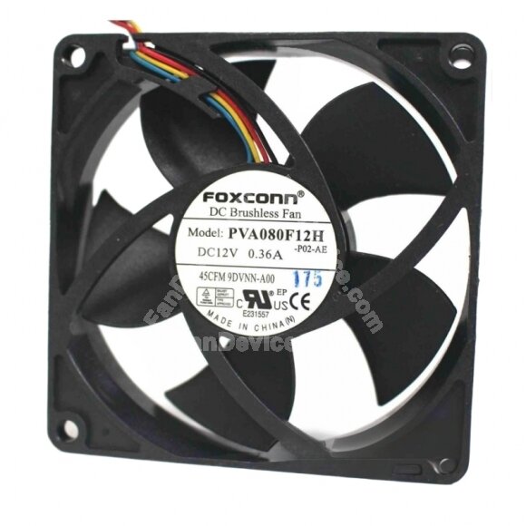 Foxconn PVA080F12H DC 12V 0.36A 2 Wires / 3 Wires / 4 Wires Axial Cooling Fan